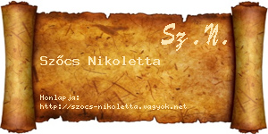 Szőcs Nikoletta névjegykártya